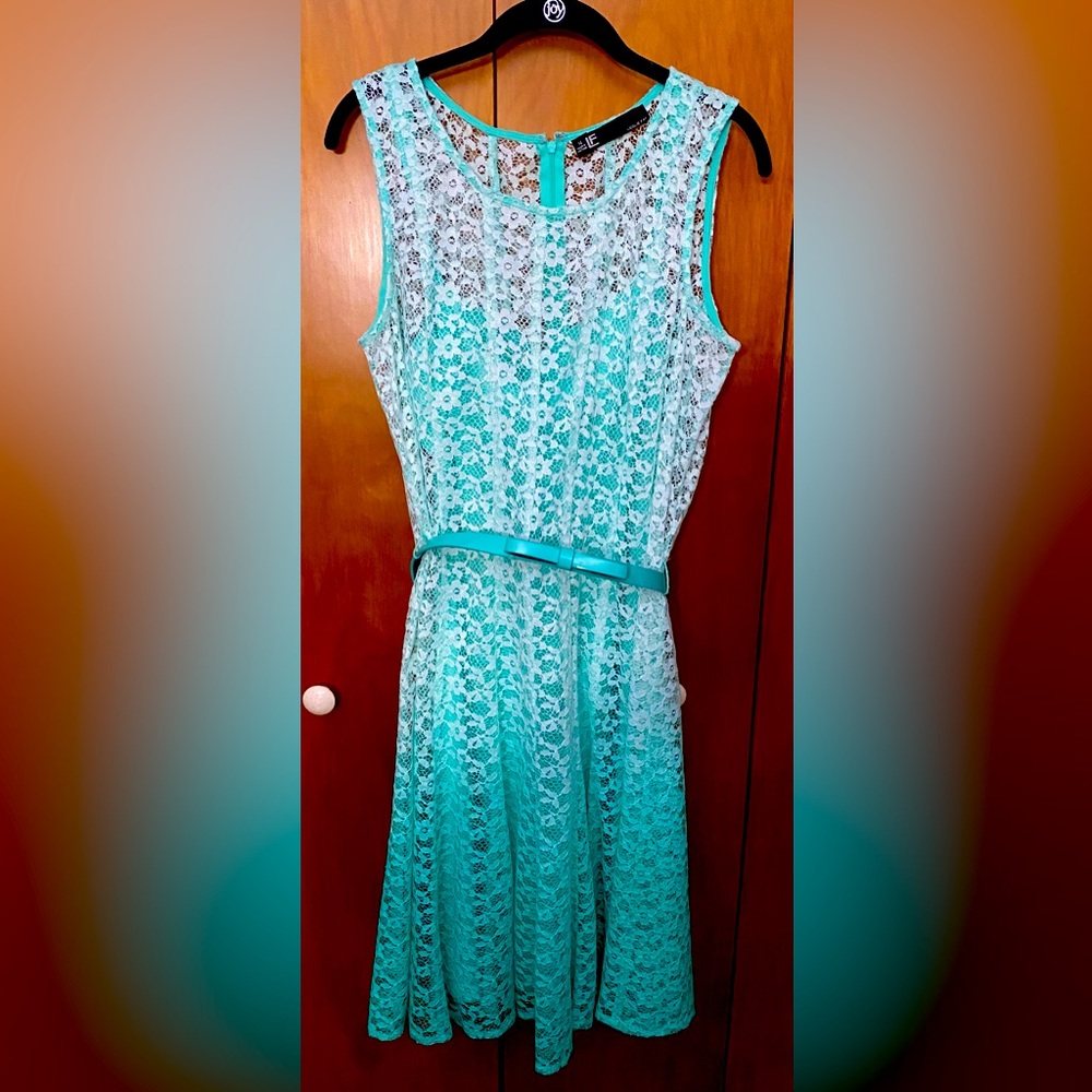 Leslie Fay, ombré, Lacey floral dress. Like new!
